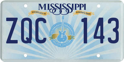 MS license plate ZQC143