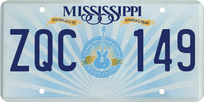 MS license plate ZQC149