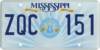 MS license plate ZQC151