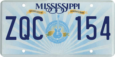 MS license plate ZQC154