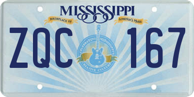 MS license plate ZQC167
