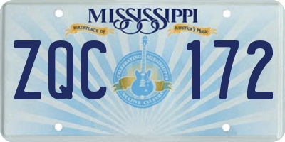MS license plate ZQC172