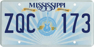 MS license plate ZQC173