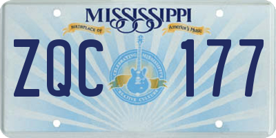 MS license plate ZQC177