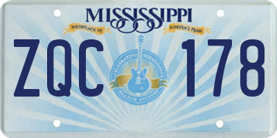 MS license plate ZQC178