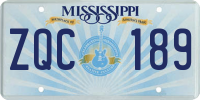MS license plate ZQC189