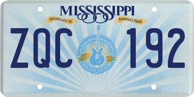 MS license plate ZQC192