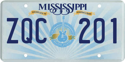 MS license plate ZQC201