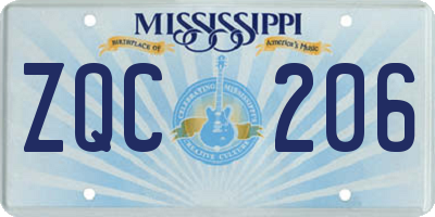MS license plate ZQC206