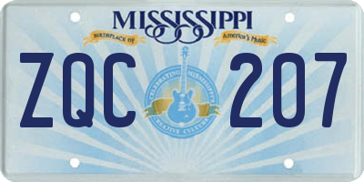 MS license plate ZQC207