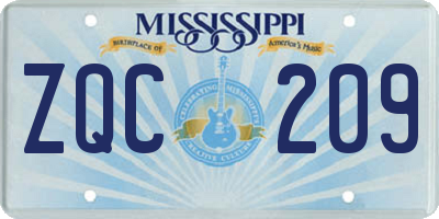 MS license plate ZQC209