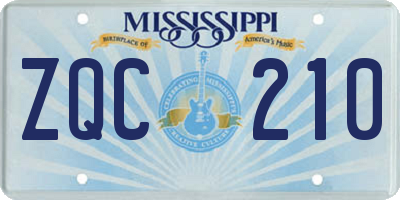 MS license plate ZQC210