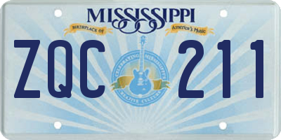 MS license plate ZQC211