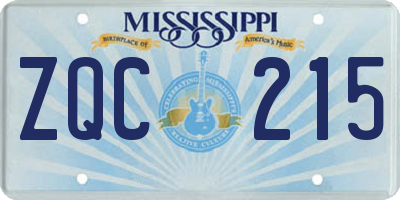 MS license plate ZQC215