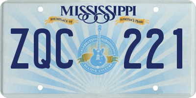 MS license plate ZQC221