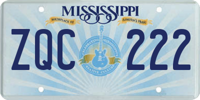 MS license plate ZQC222