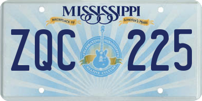 MS license plate ZQC225