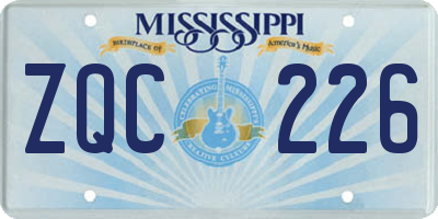 MS license plate ZQC226