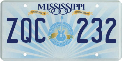 MS license plate ZQC232