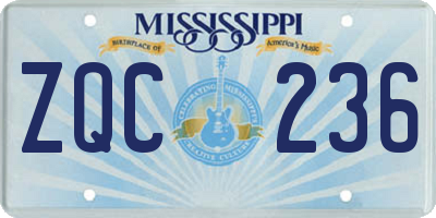 MS license plate ZQC236
