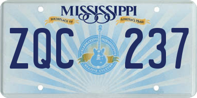 MS license plate ZQC237