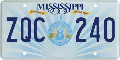 MS license plate ZQC240