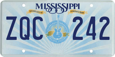 MS license plate ZQC242
