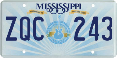MS license plate ZQC243