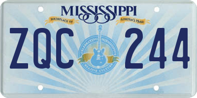 MS license plate ZQC244