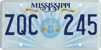 MS license plate ZQC245