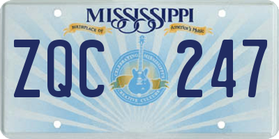 MS license plate ZQC247