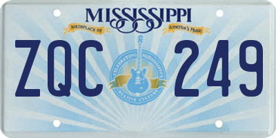 MS license plate ZQC249