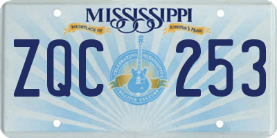 MS license plate ZQC253