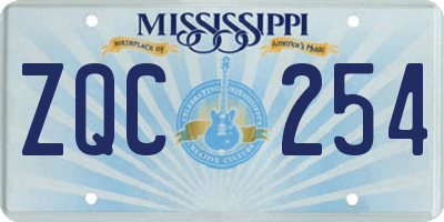 MS license plate ZQC254
