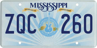 MS license plate ZQC260