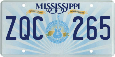 MS license plate ZQC265