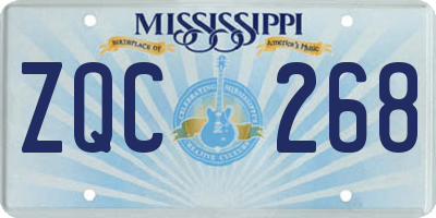 MS license plate ZQC268