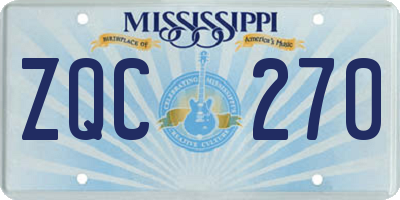 MS license plate ZQC270