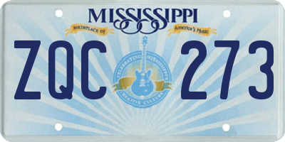 MS license plate ZQC273