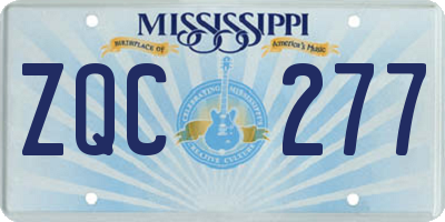 MS license plate ZQC277
