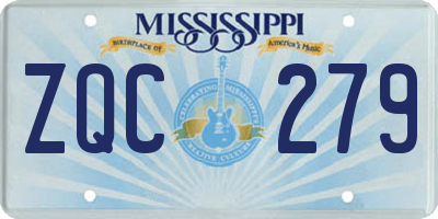MS license plate ZQC279
