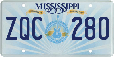 MS license plate ZQC280