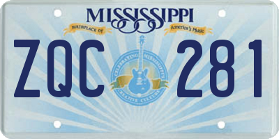 MS license plate ZQC281