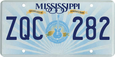 MS license plate ZQC282