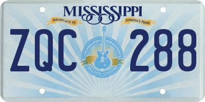MS license plate ZQC288
