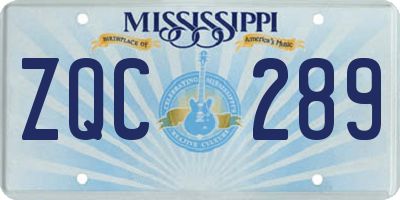 MS license plate ZQC289