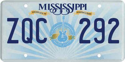 MS license plate ZQC292