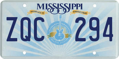 MS license plate ZQC294