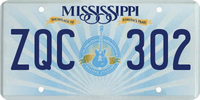 MS license plate ZQC302