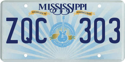 MS license plate ZQC303